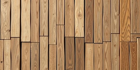 Naklejka premium Wooden planks with various colors arranged in a random pattern background, wooden texture, eclectic planks