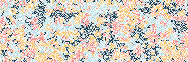 Diffusion reaction vector seamless pattern. Colorful organic, biological shapes, lines pattern. Abstract diffusion pattern with chaotic shapes. Vector illustration.