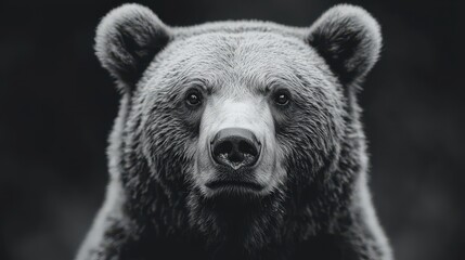 Fototapeta premium Majestic Grizzly Bear Close up Black and White Wildlife Portrait Nature Photography