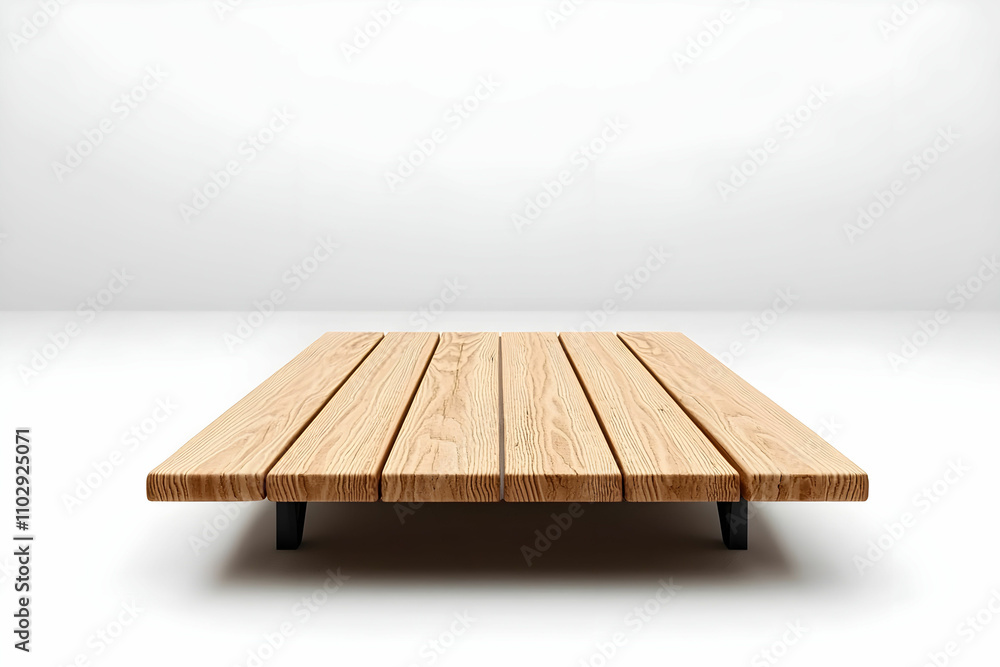 Aufkleber elegant minimalist wooden display table with simple lines and subtle color, perfect for modern inter