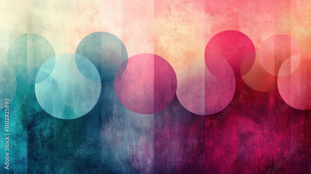 Poster abstract colorful design featuring overlapping circles and gradients.