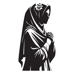 hijab style standing vector illustration design silhouette 