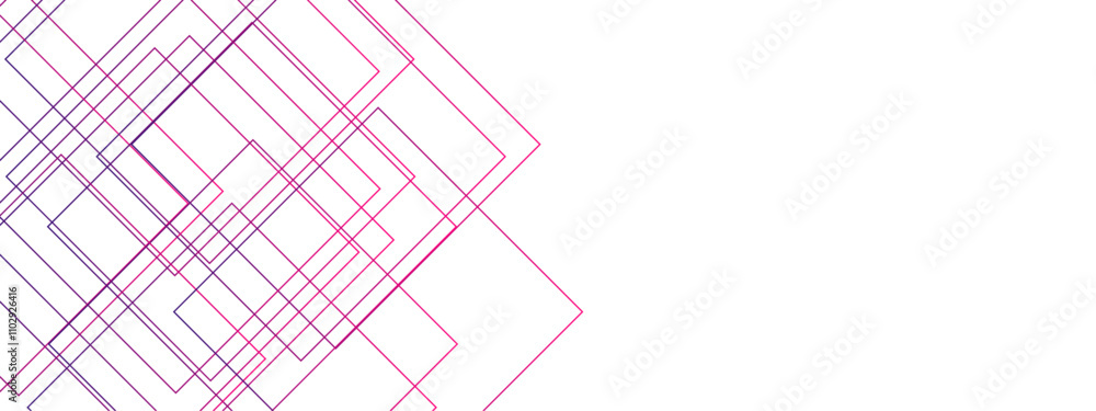 Poster  Light Ornament Technology Vector Panoramic. Isometric squares & Geometric lines. banner design, illustration technology with line pattern. Architecture design with seamless Minimalistic  design