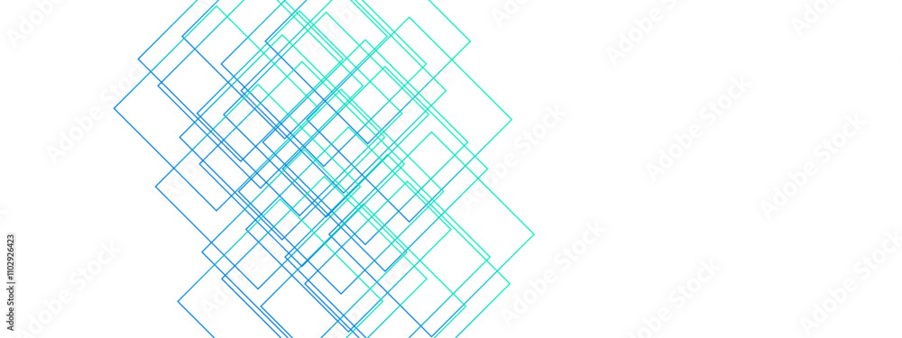 Leinwandbilder  Light Ornament Technology Vector Panoramic. Isometric squares & Geometric lines. banner design, illustration technology with line pattern. Architecture design with seamless Minimalistic  design