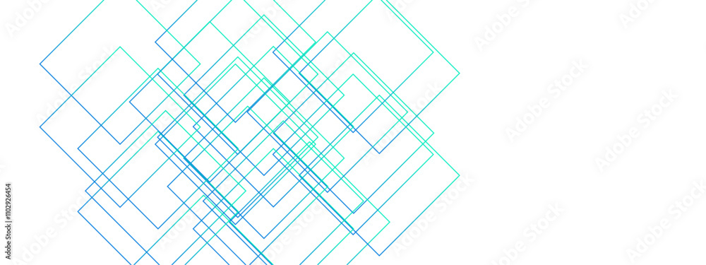Leinwandbilder  Light Ornament Technology Vector Panoramic. Isometric squares & Geometric lines. banner design, illustration technology with line pattern. Architecture design with seamless Minimalistic  design