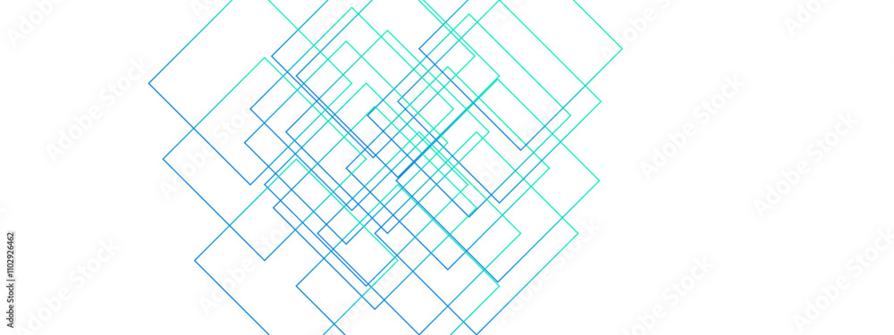 Fototapete light ornament technology vector panoramic. isometric squares & geometric lines. banner design, illu