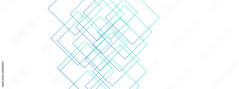 Fototapete  Light Ornament Technology Vector Panoramic. Isometric squares & Geometric lines. banner design, illustration technology with line pattern. Architecture design with seamless Minimalistic  design