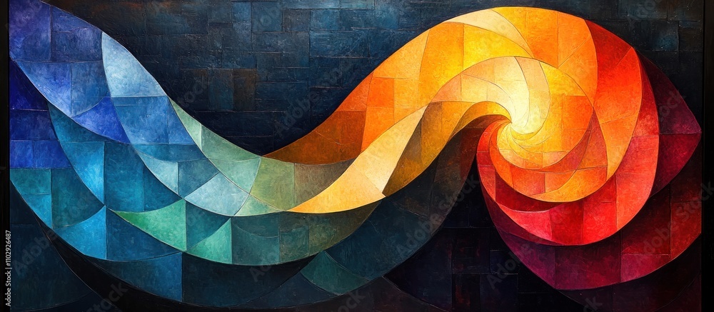 Aufkleber a vibrant abstract swirl of colors, blending geometric shapes in a dynamic composition.