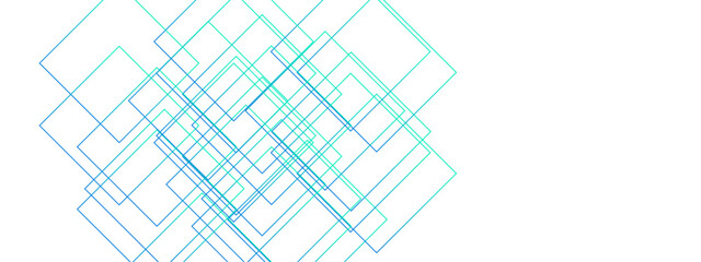  Light Ornament Technology Vector Panoramic. Isometric squares & Geometric lines. banner design, illustration technology with line pattern. Architecture design with seamless Minimalistic  design