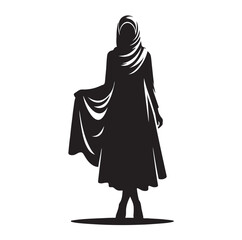 Naklejka premium hijab style standing vector illustration design silhouette 
