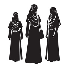 hijab style standing vector illustration design silhouette 