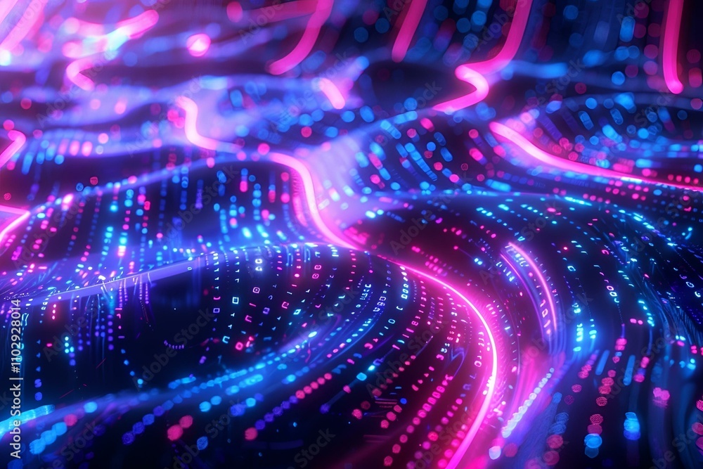Canvas Prints abstract technology concept with streaming data flows and neon accents, evoking a sophisticated, fut