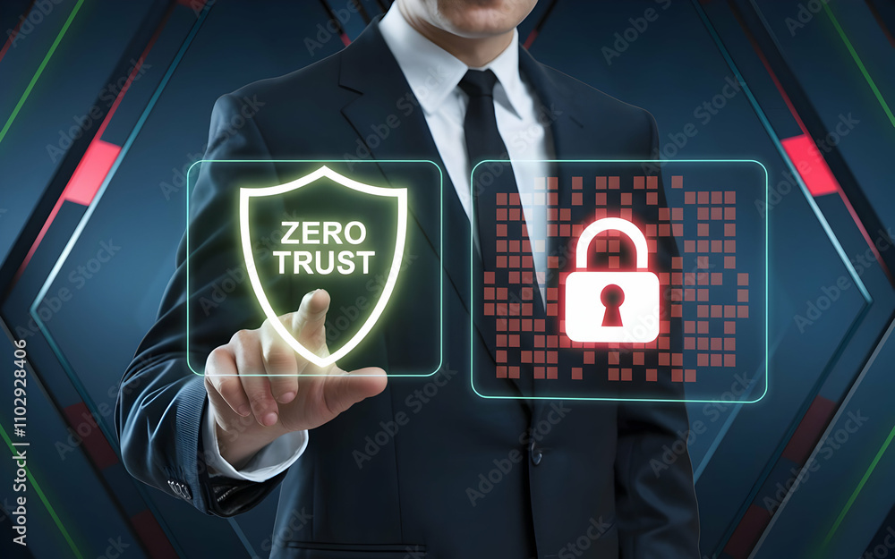 Poster cybersecurity expert implementing zero trust security protocol