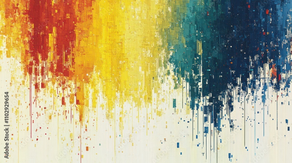 Poster abstract colorful artwork with vertical streaks and a gradient effect.