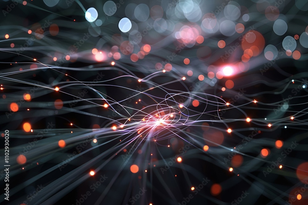 Aufkleber high-tech abstract backdrop with radiant fiber optics and intricate network lines, representing a so