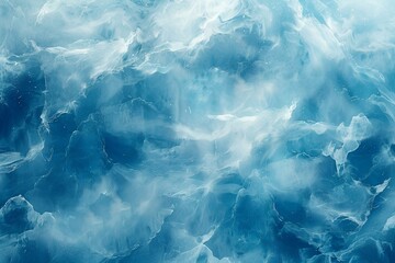 Icy blue abstract background with fluid, snow-like waves, evoking a serene winter ocean, perfect for text overlays. Watercolor effect with subtle stormy nuances