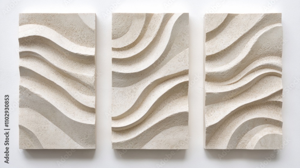 Aufkleber abstract wall art featuring three textured panels with flowing wave patterns.
