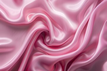 Obraz premium Soft pink background featuring a central design of smooth, flowing fabric with gentle, elegant folds, creating a serene and delicate visual effect