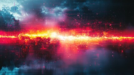 Abstract digital landscape with vibrant colors and a futuristic atmosphere.