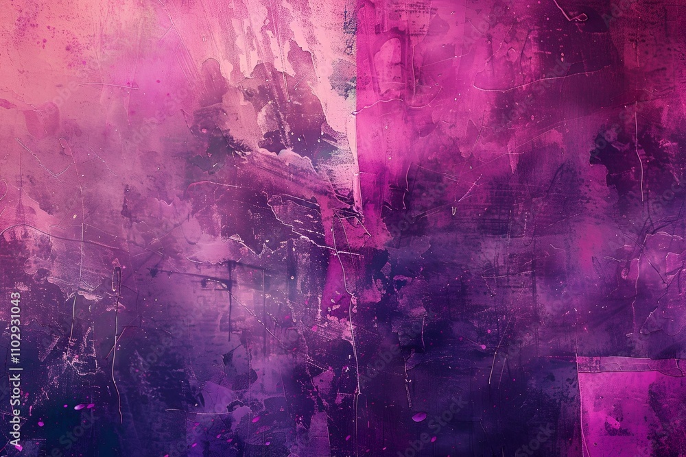Poster textured abstract background with dynamic pink and purple grunge patterns, blending vivid colors and