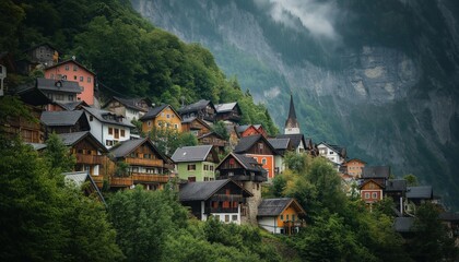 ai generated image of tranquil coastal village with colorful houses, fishing boats anchored in the harbor, soft morning light casting a serene glow