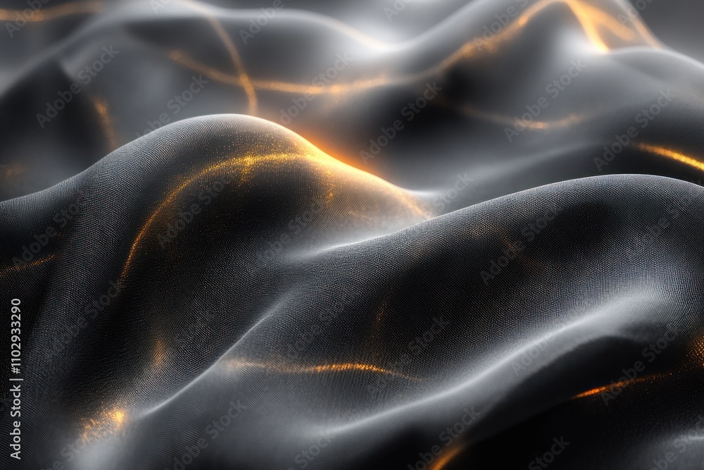 Poster a close-up of textured fabric with soft waves and subtle light reflections.