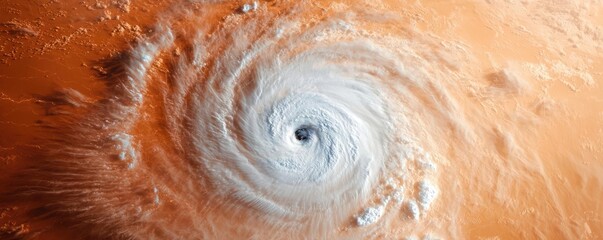 Hurricane swirling over a red planet atmosphere, highly detailed and dramatic.