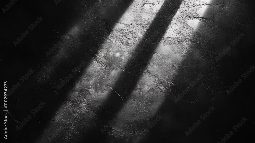 Poster abstract play of light and shadow on a textured dark surface.