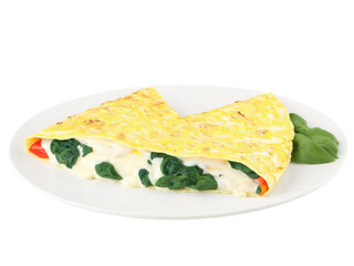 Egg White Omelette An omelette made with egg whites, filled with vegetables like mushrooms, spinach, and bell peppers.
