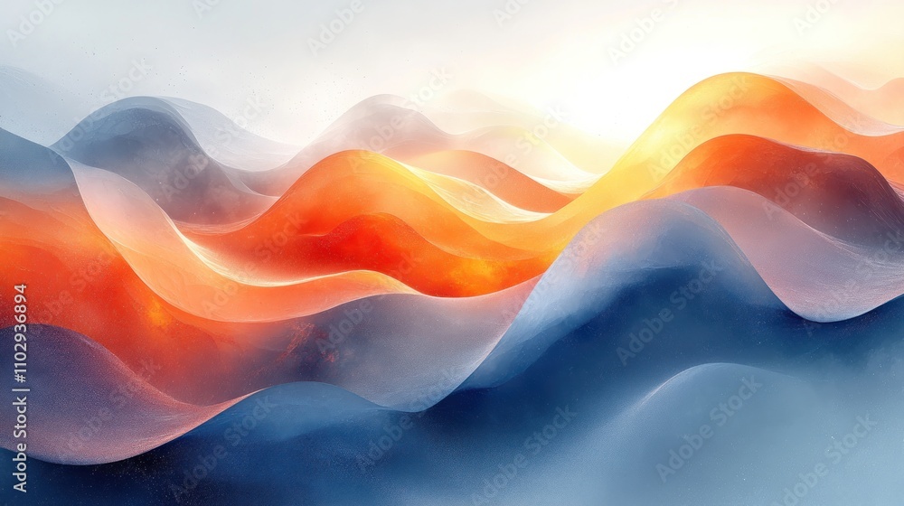 Poster abstract waves in warm and cool tones create a dynamic, fluid visual experience.