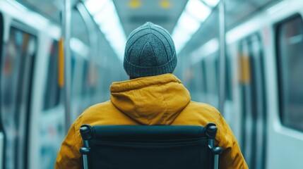 Empowered wheelchair user navigating accessible public transit with ease