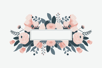 Vector illustration floral frame featuring a variety of colorful flowers, spring flowers botanical design elements, easily edtable.