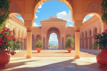 Naklejka premium Grand Mosque with Intricate Details and Bright Sunlight
