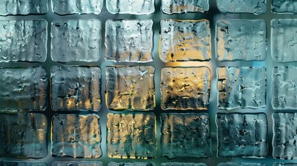 Abstract Cityscape: Water Droplets on Glass Blocks