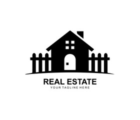 Real estate building home logo design on white background
