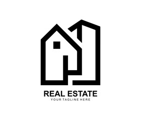 Real estate building home logo design on white background