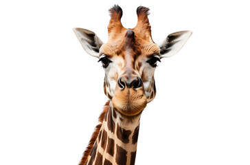 Fototapeta premium A close-up of a giraffe's face showcasing its unique features and patterns.