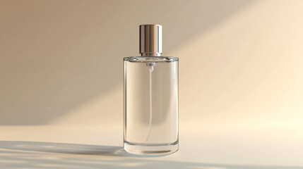 A clear glass bottle with a spray top, perfect for perfume or other fragrances.  It's a realistic design, ideal for showing off your product.