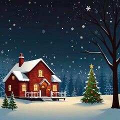 Fototapeta premium Christmas tree with gifts and snow