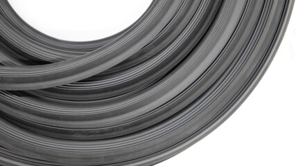 Close up view of the black Power Electrical Cable Wire hose bundle isolated.
