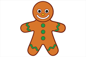 Obraz premium Cute christmas gingerbread man in flat style isolated on white background. a Christmas cookies, Vector illustration