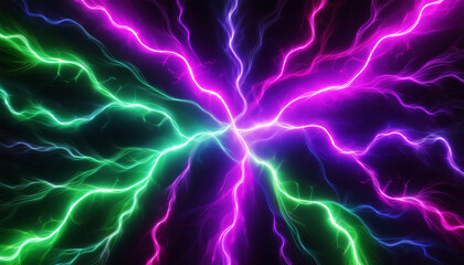 緑と紫の稲妻のエフェクト背景
