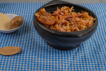 Typical lechona from Tolima with rice