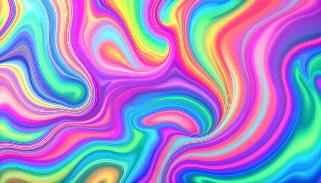Holographic Neon background, Colorful psychedelic Abstract. Pastel color waves for the Background. Soft holographic pastel unicorn background. Vibrant and fluid visual effect Background