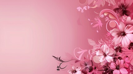 Fototapeta premium Pink Background with Side Flowers - an elegant and romantic floral display. The soft pink tones complement the flowers, adding a touch of charm and sophistication.