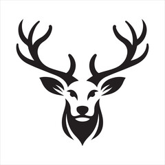 Deer head icon symbol vector illustration. Deer silhouette logo black and white. Deer logo vector template.
