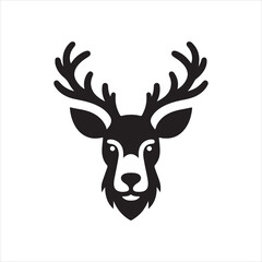 Deer head icon symbol vector illustration. Deer silhouette logo black and white. Deer logo vector template.
