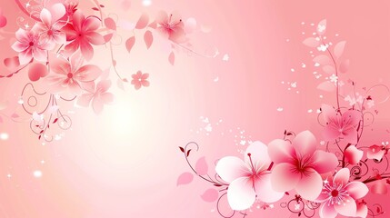 Fototapeta premium Pink Background with Side Flowers - an elegant and romantic floral display. The soft pink tones complement the flowers, adding a touch of charm and sophistication.