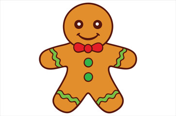 Cute christmas gingerbread man in flat style isolated on white background. a Christmas cookies, Vector illustration