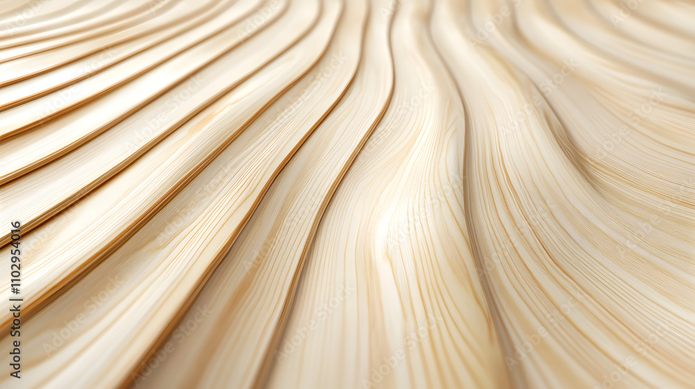 Poster abstract background of flowing, light beige wood planks creating a wave-like pattern. smooth, elegan